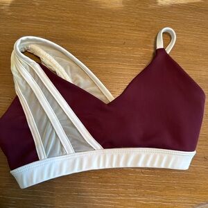 Tiger Friday Burgundy and White Sports Bra